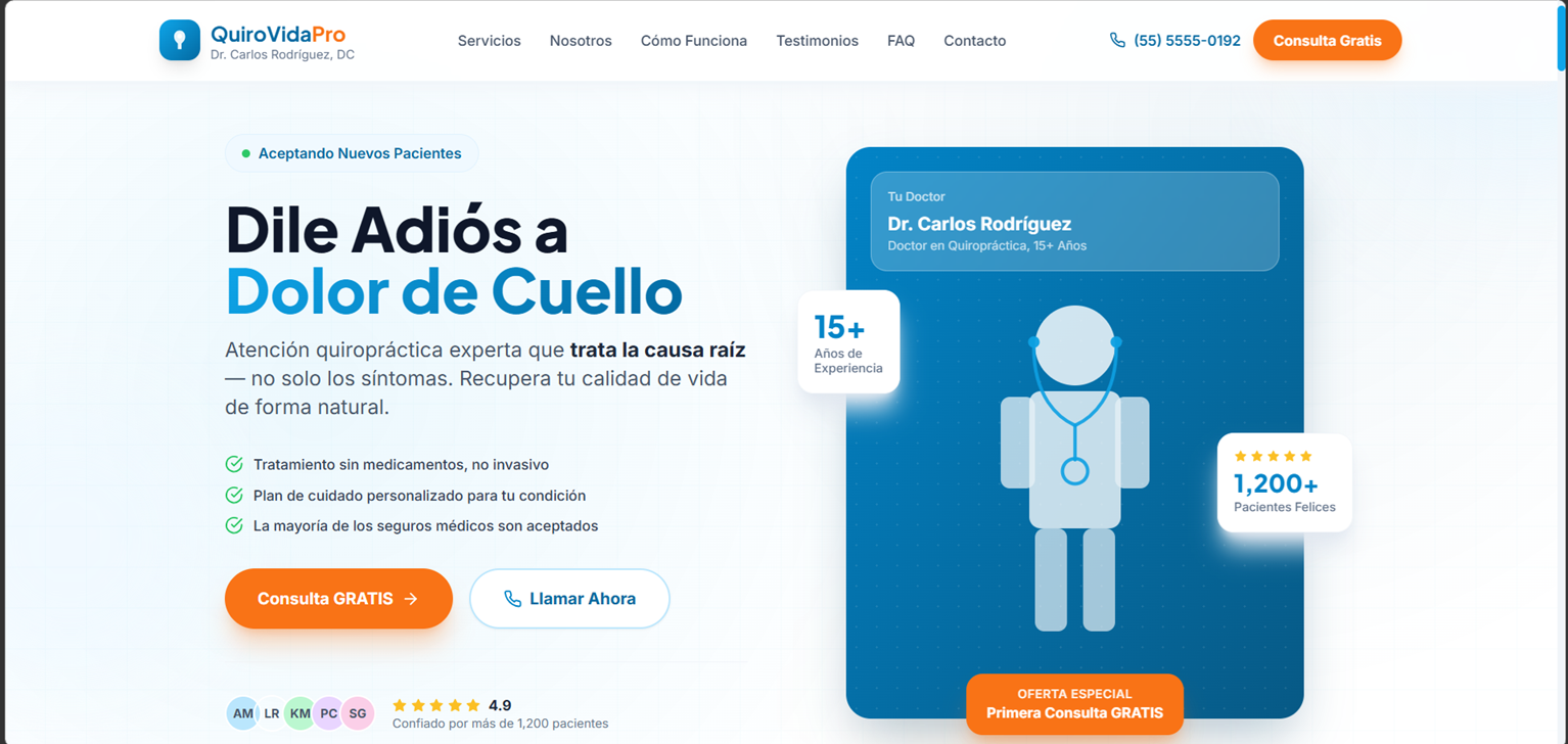 Centro Quiropráctico — web para clínica de quiropráctica